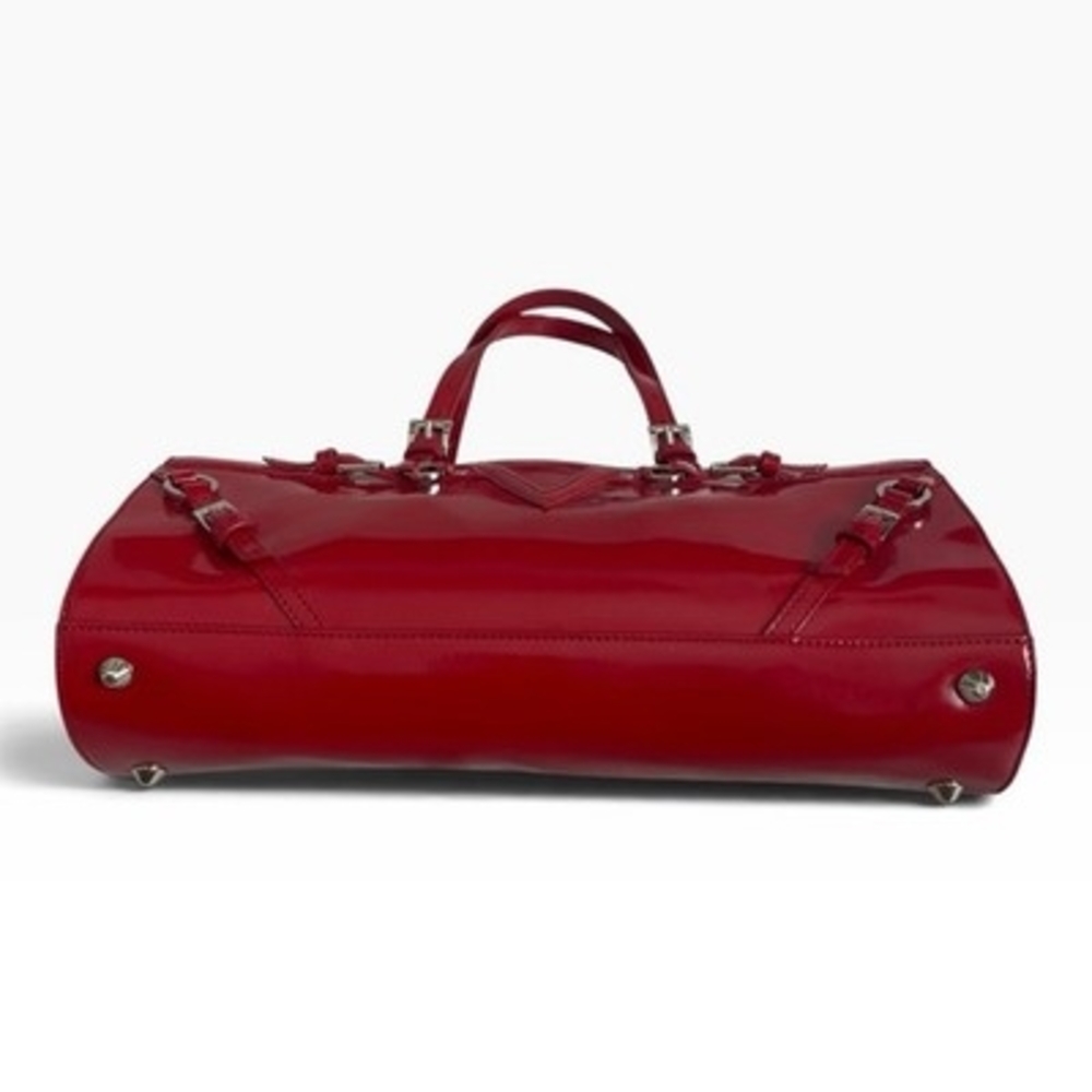 Via Spiga Red Patent Leather Handbag 100% Leather Silver Hardware 13.25x4x6" VG - Picture 5 of 7